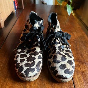 Kate Spade Leopard Calf Hair Lace Up Ankle Boot Bootie Size 7